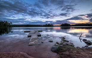 photo of lake during sunset, orsa, sweden HD wallpaper