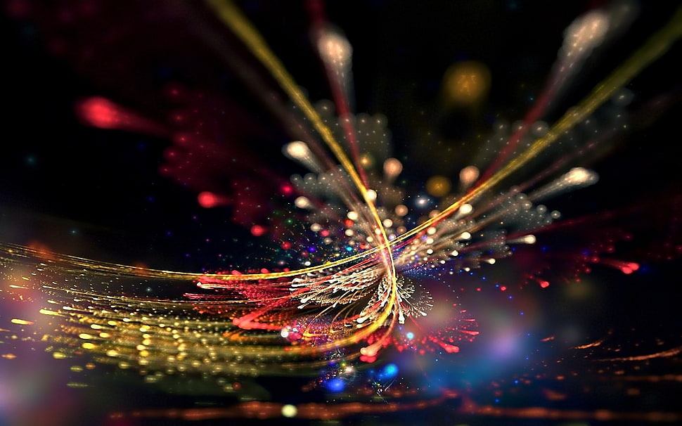yellow, red, and white light bokeh HD wallpaper