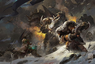 brown and black monster illustration, fantasy art,  World of Warcraft, Thrall, Durotan