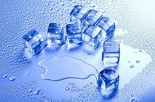 ice cube lot, cube, ice cubes, water drops, ice