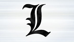 black L letter artwork, anime, Death Note