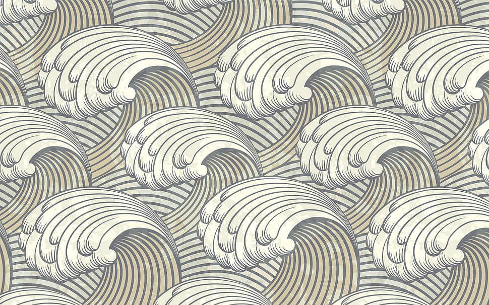 white and black wave painting HD wallpaper