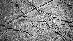 black and white area rug, photography, concrete, cracked