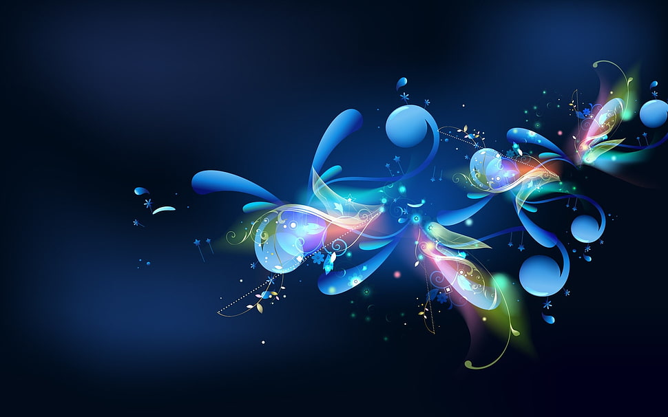 multicolored particles illustration HD wallpaper