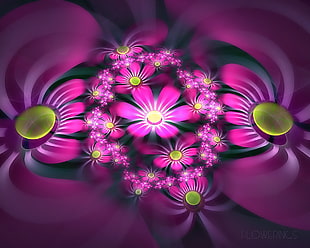 purple and yellow flower graphic wallpaper