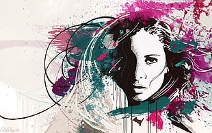 woman's face stencil artwork HD wallpaper