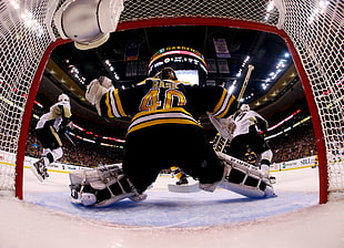 men's black and yellow ice hockey jersey shirt, Hockey, Boston Bruins, Tukka Rask, Finland