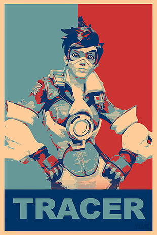 Tracer Overwatch poster, propaganda, Tracer (Overwatch), Overwatch, Gamer HD wallpaper