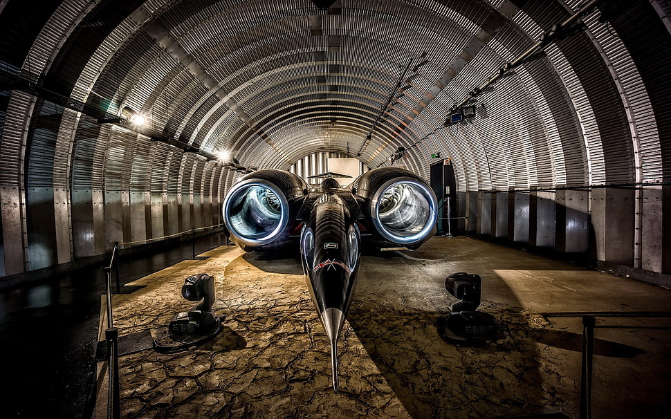 black space craft, machine, vehicle, digital art, Thrust SSC HD wallpaper