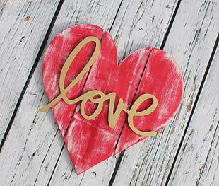 red and brown Love heart wall decor
