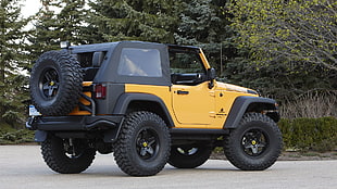 yellow and black wrangler, Jeep Wrangler, Jeep, car, vehicle