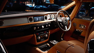 black steering wheel, Rolls-Royce Phantom, car, car interior, vehicle