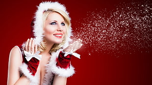woman in Santa costume HD wallpaper