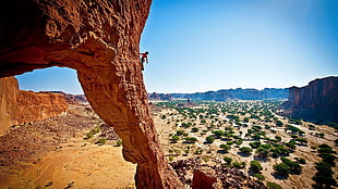 brown rock formation, climbing, nature HD wallpaper