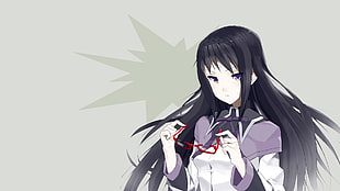 black haired woman anime character illustration