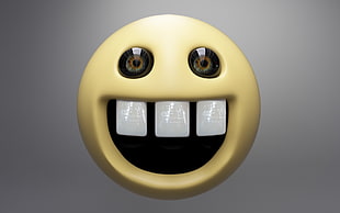 illustration of smiling 3-teeth yellow emoji