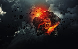 fire comet falling on sky game wallpaper