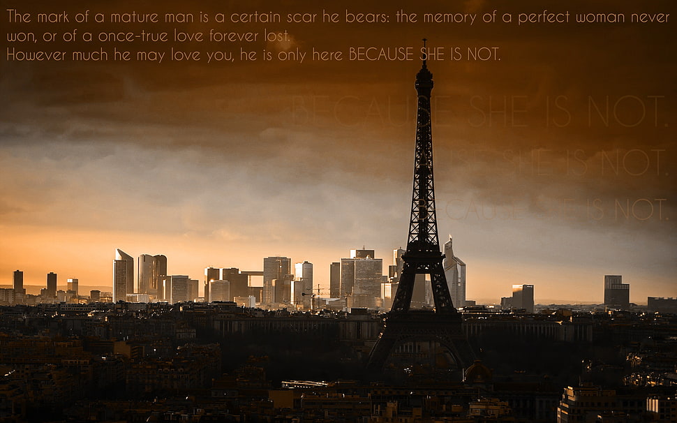 Eiffel Tower with text overlay, life, Paris, Eiffel Tower HD wallpaper
