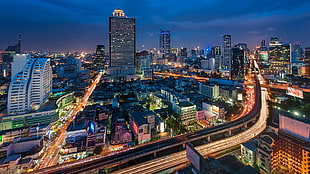 high-rise buildings, cityscape, building, lights, Bangkok