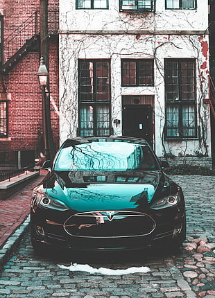 black Tesla Model S car HD wallpaper