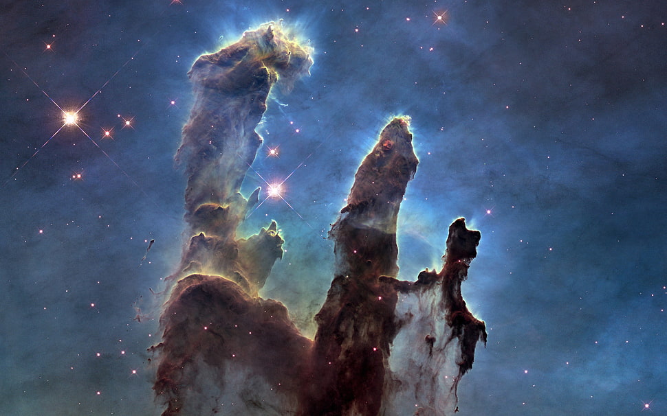 smoke digital wallpaper, Pillars of Creation, nebula, space, stars HD wallpaper