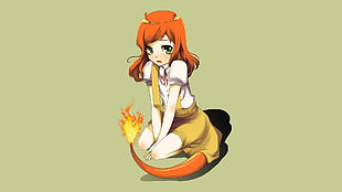 orange female anime character illustration, Pokémon, Anthro