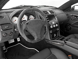 closeup photo of gray vehicle steering wheel HD wallpaper