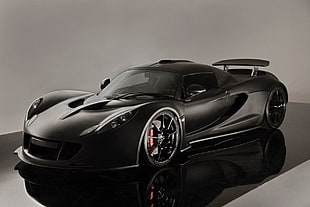 black luxury coupe, car, Hennessey Venom GT, vehicle, black cars