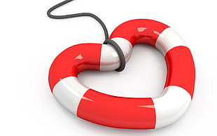 heart-shaped white and red pendant