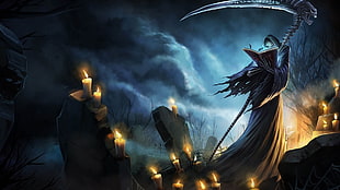 grim reaper holding book illustration, League of Legends, Karthus, video games