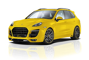 yellow 5-door hatchback HD wallpaper