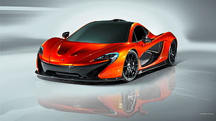 red and black coupe die-cast model, McLaren P1, car