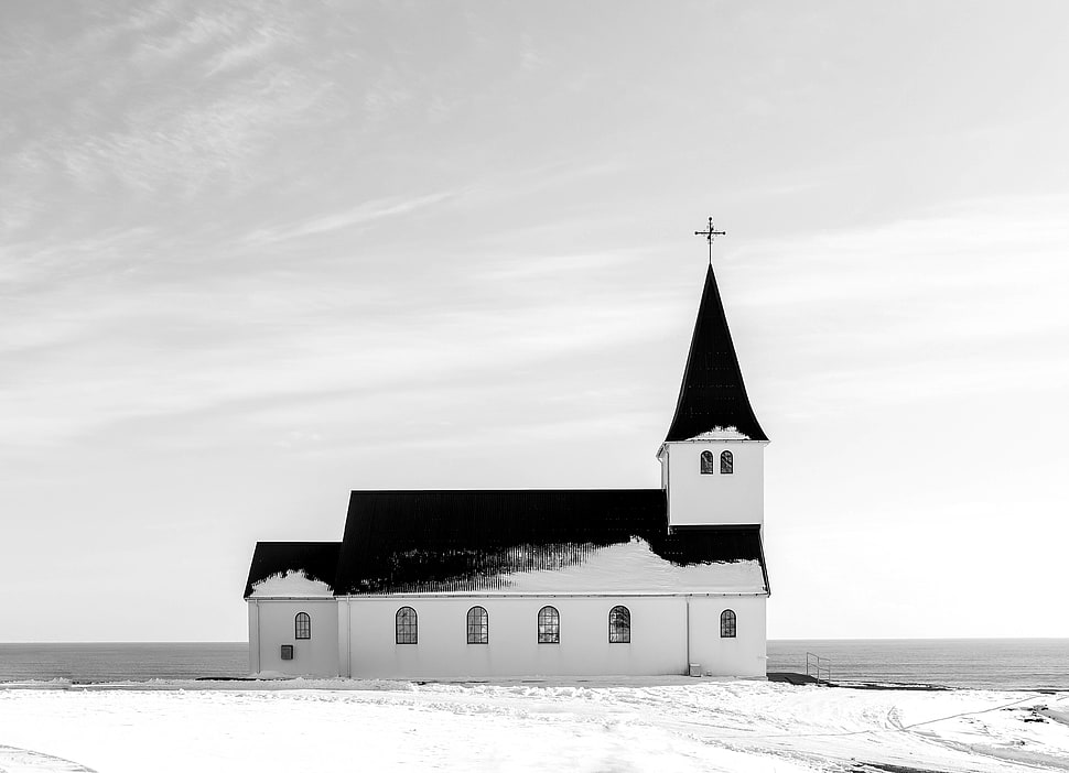 white and black church, iceland HD wallpaper
