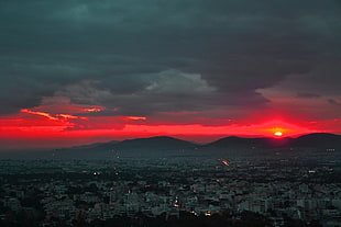 high-rise buildings, Athens, Greece, cityscape, sunset
