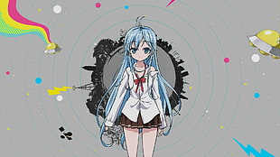 blue haired female anime character digital wallpaper HD wallpaper