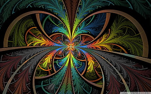 multicolored feather mosaic artwork, abstract, fractal