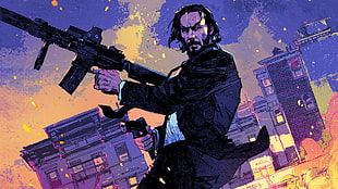 John Wick illustration, John Wick , John Wick Chapter 2, Keanu Reeves, movies HD wallpaper
