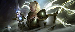 Diablo 3 digital wallpaper, fantasy art, warrior, sword, armor HD wallpaper