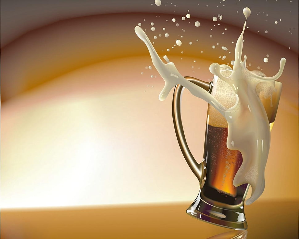 clear glass mug with beer HD wallpaper