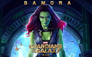 Gamora digital wallpaper, Gamora , Marvel Comics, Guardians of the Galaxy, movie poster