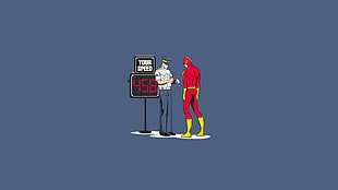 The Flash getting pulled off by a police due to speeding illustration
