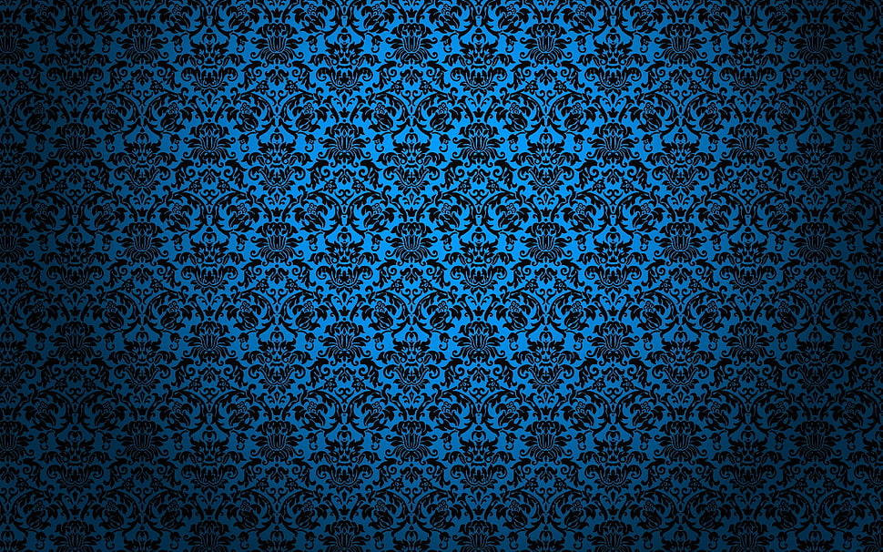 blue and black damask surface HD wallpaper