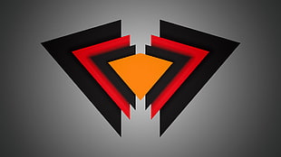 red, orange, and black logo illustration, triangle, material minimal, red, black HD wallpaper