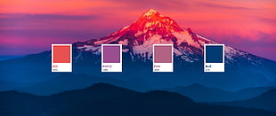 Mt. Fuji, red, landscape, nature, purple