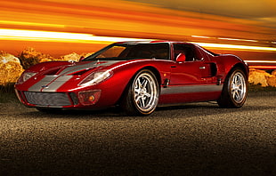 red Ford GT sports coupe