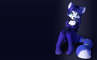 purple female fox character illustration, Krystal, furry, Anthro, Star Fox