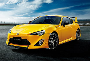 yellow Toyota coupe HD wallpaper