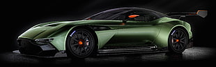 green coupe, Aston Martin Vulcan, car, vehicle, spotlights