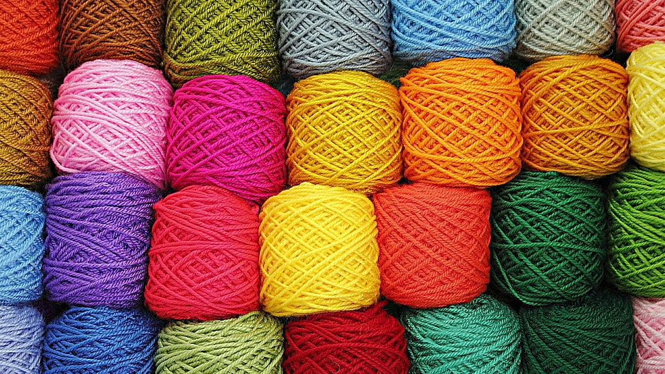 assorted-color thread spools, wool, colorful, yarn HD wallpaper
