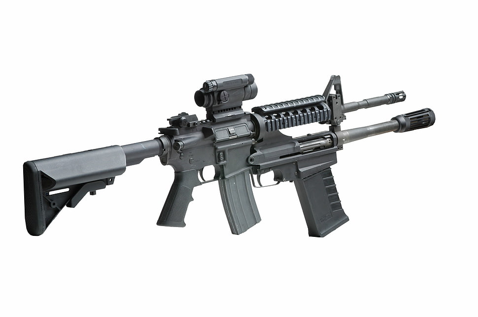 black assault rifle HD wallpaper
